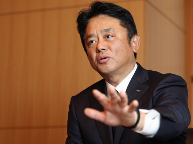Masahiko Kato, chairperson of the Japanese Bankers Association, speaks during an interview in Tokyo’s Chiyoda Ward on March 26